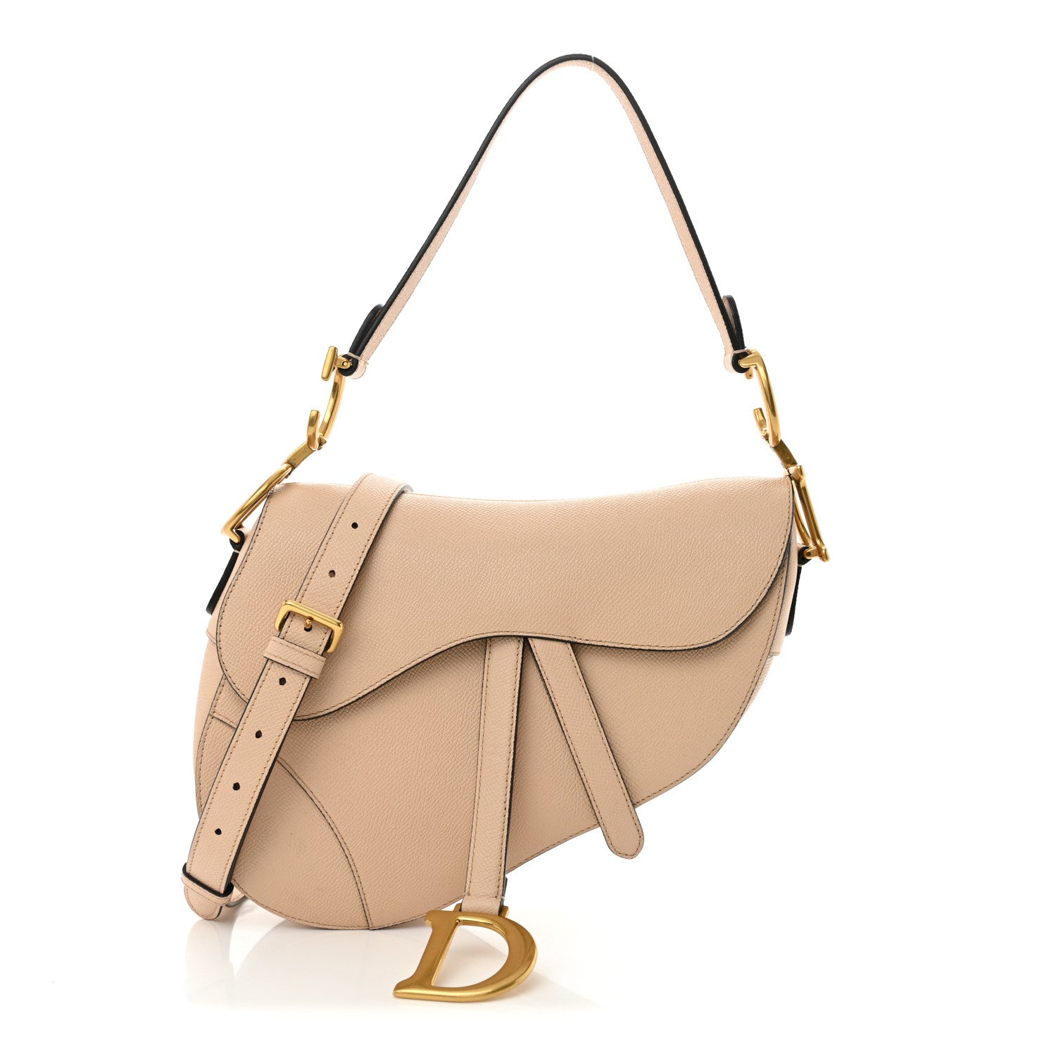 CHRISTIAN DIOR ショルダーバッグ ベージュ Christian Dior Grained Calfskin Saddle Bag With Strap Warm Taupe