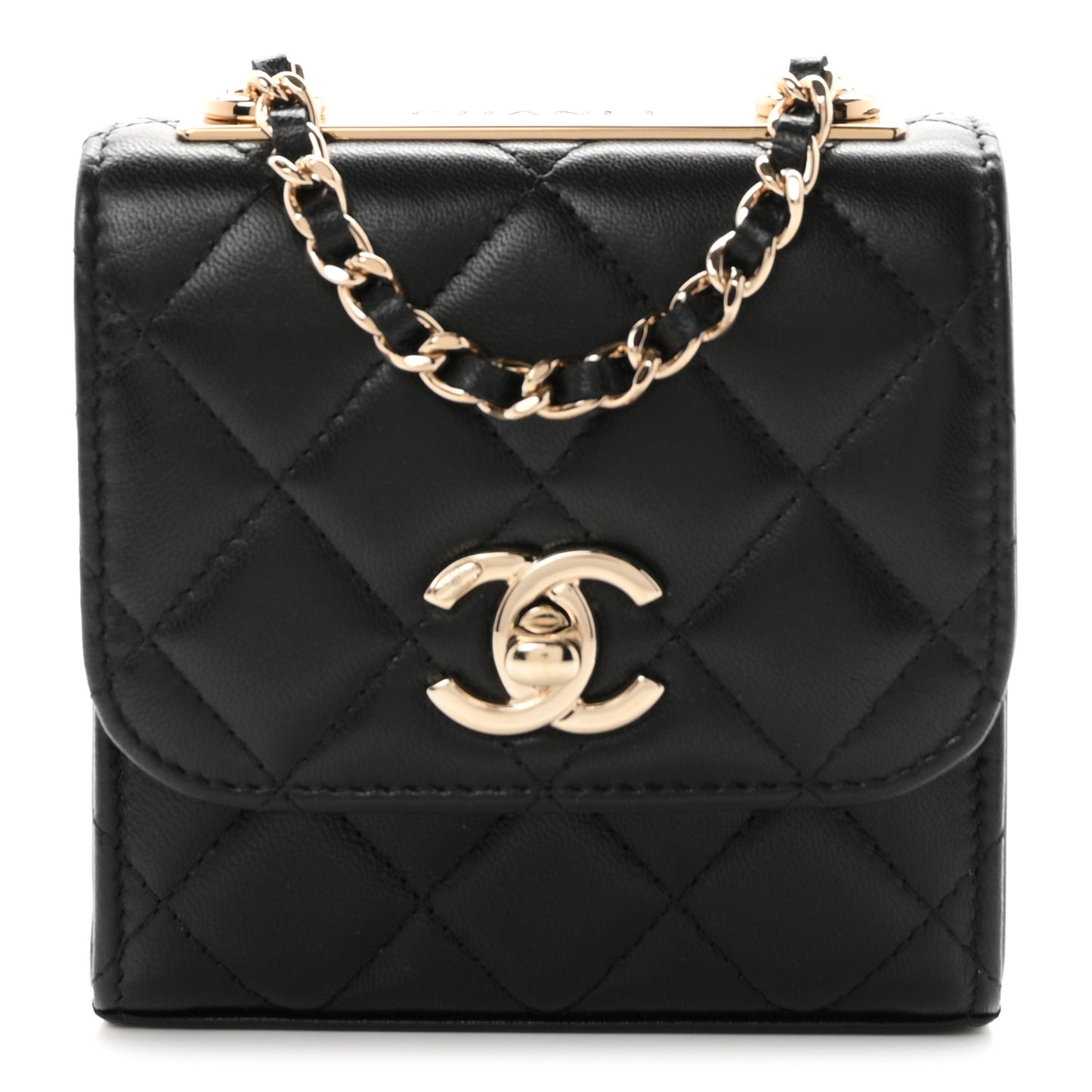 Lambskin Quilted Mini Trendy CC Chain Wallet Black