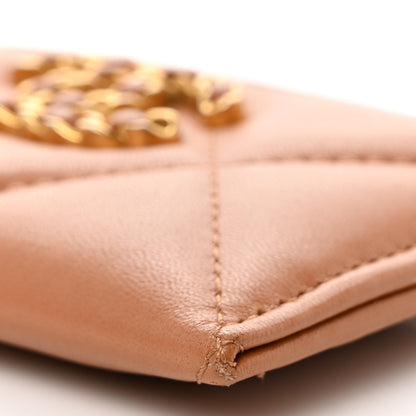 Chanel Lambskin Quilted Chanel 19 Card Holder Brown 10 of 11