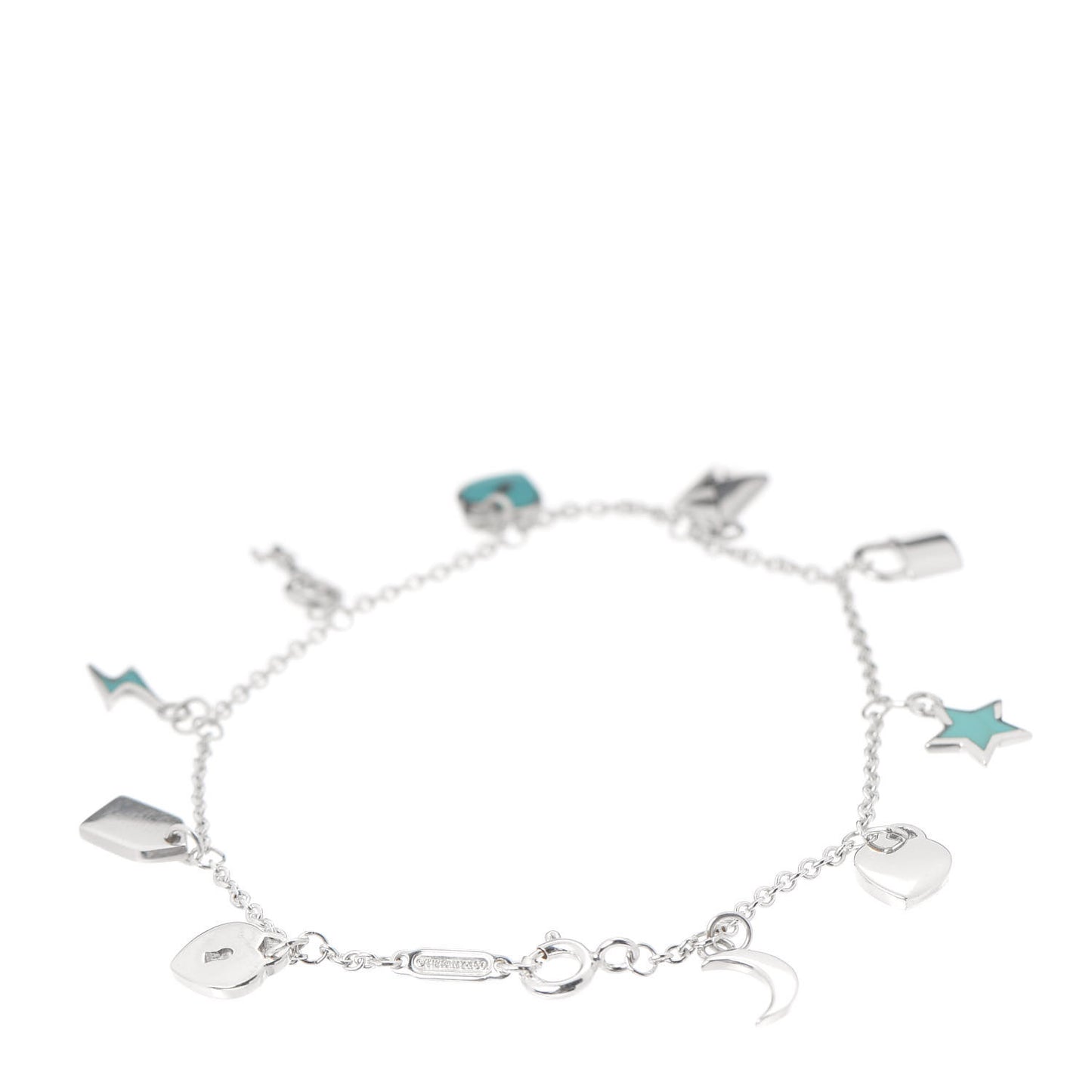 Sterling Silver Enamel Love Notes Charm Bracelet Blue