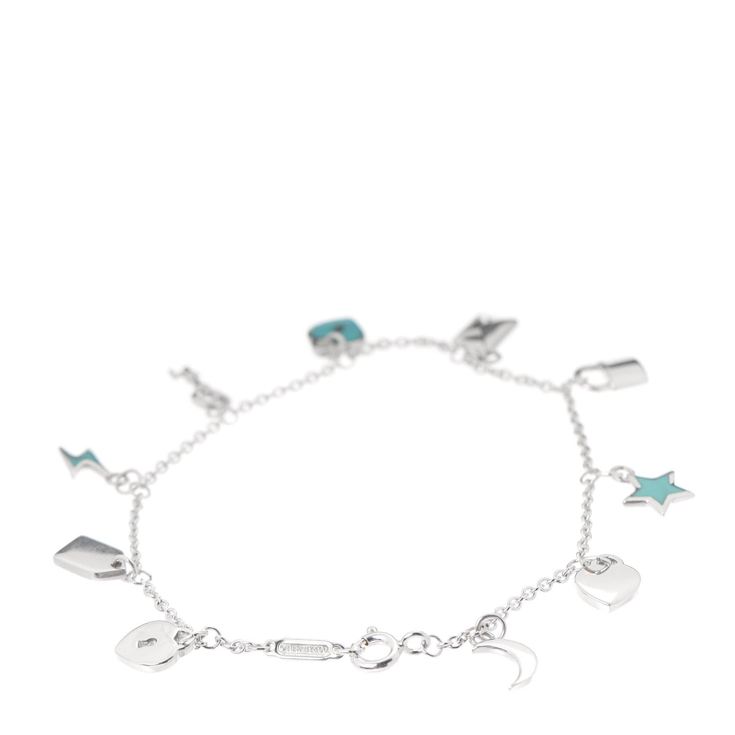 Tiffany Sterling Silver Enamel Love Notes Charm Bracelet Blue 3 of 6