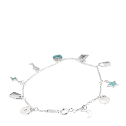 Tiffany Sterling Silver Enamel Love Notes Charm Bracelet Blue 3 of 6