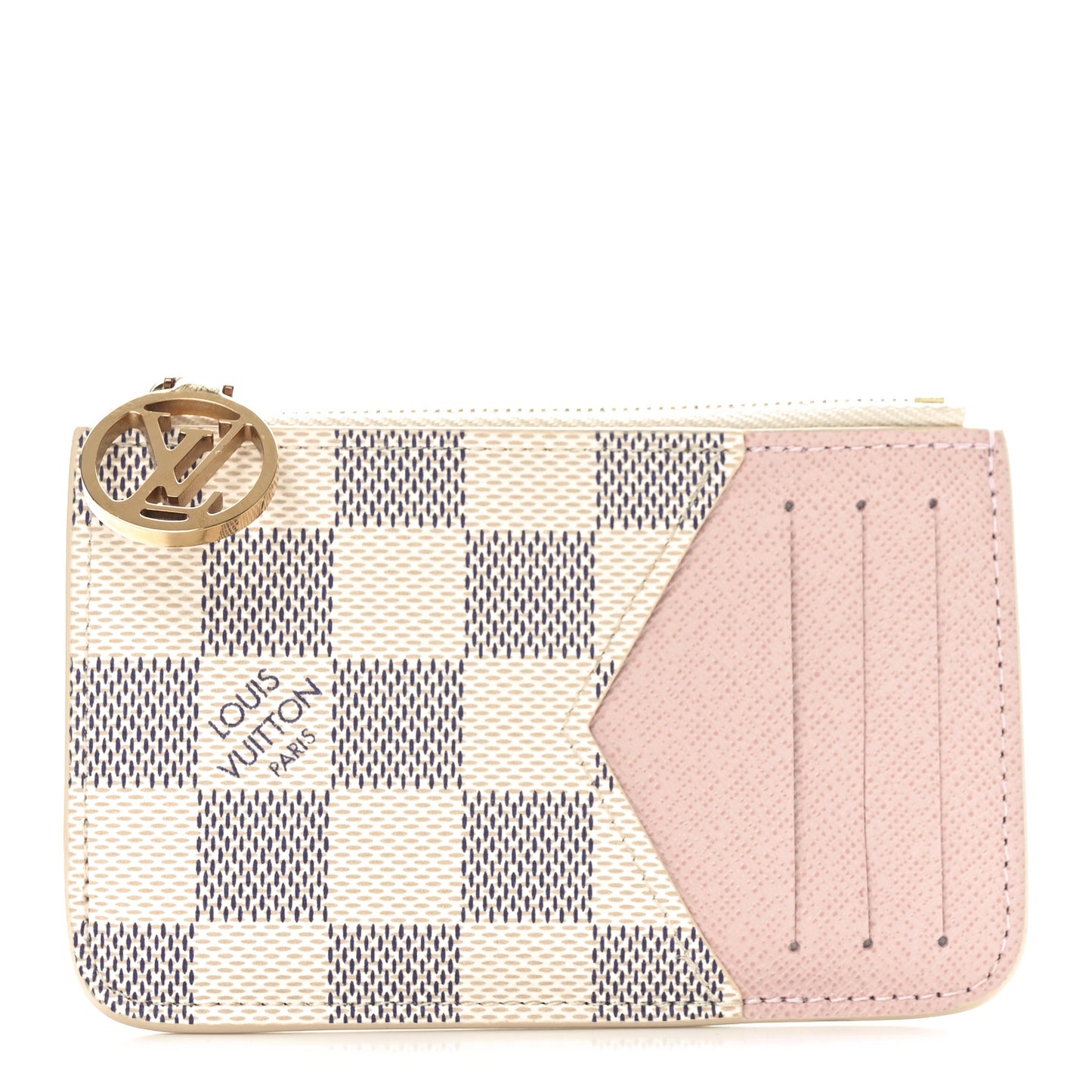 Damier Azur Zipped Romy Card Holder  Rose Ballerine