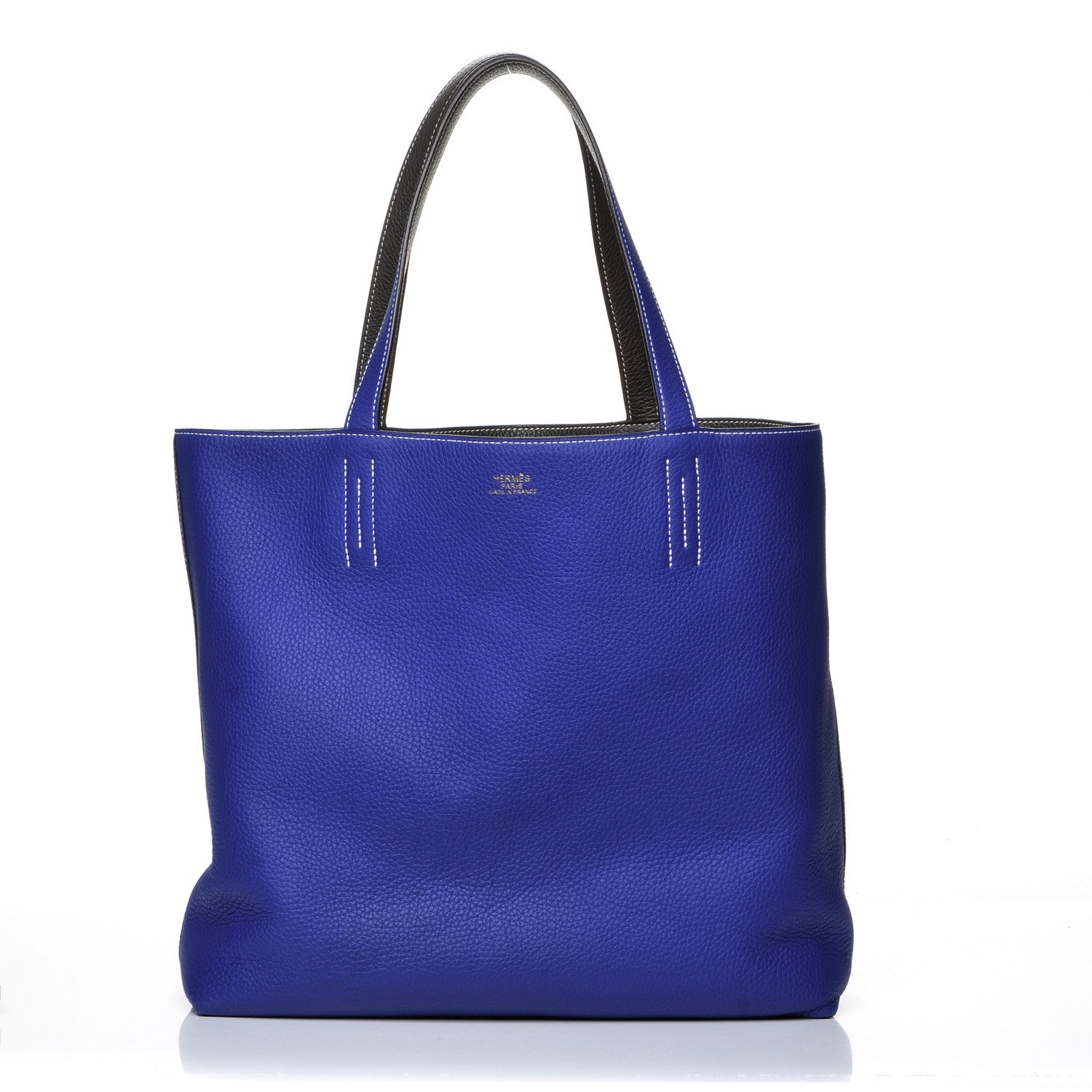 Hermes Taurillon Clemence Double Sens 36 Reversible Tote Graphite Bleu Electrique 5 of 8