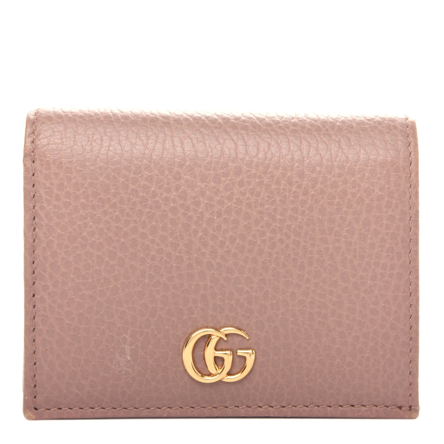 Gucci Pebbled Calfskin GG Marmont Card Case Porcelain Rose 1 of 7
