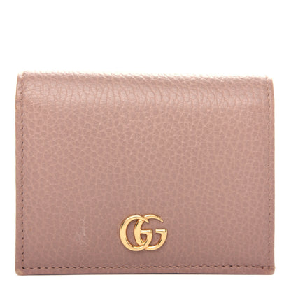 Gucci Pebbled Calfskin GG Marmont Card Case Porcelain Rose 1 of 7