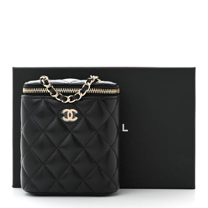 Chanel Lambskin Quilted Small Vertical Coco Beauty Vanity Case With Chain Black 11 of 11