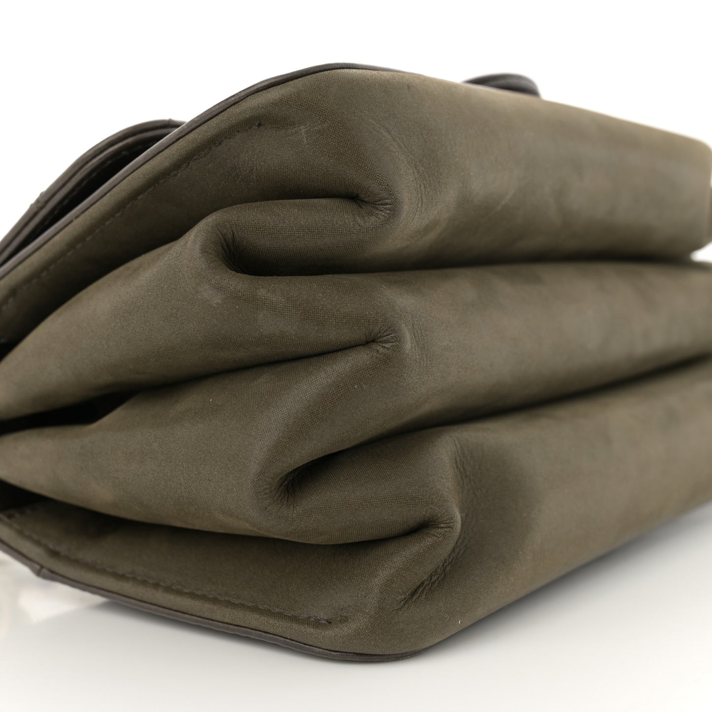Iridescent Calfskin Quilted Small Straight Lined Flap Khaki