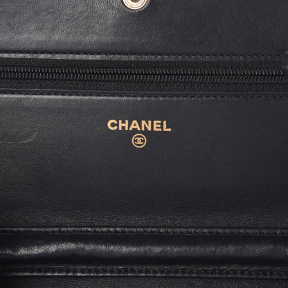 Chanel Lambskin Camellia Embossed Wallet On Chain WOC Black 6 of 10