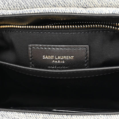 Saint Laurent Denim Y Quilted Monogram Toy Loulou Crossbody Bag Grey 6 of 11