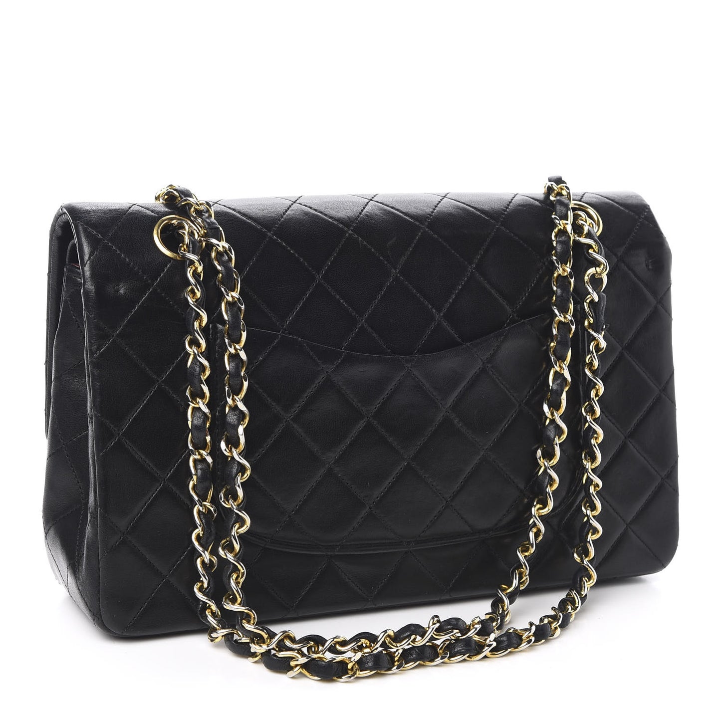 Lambskin Quilted Medium Double Flap Black