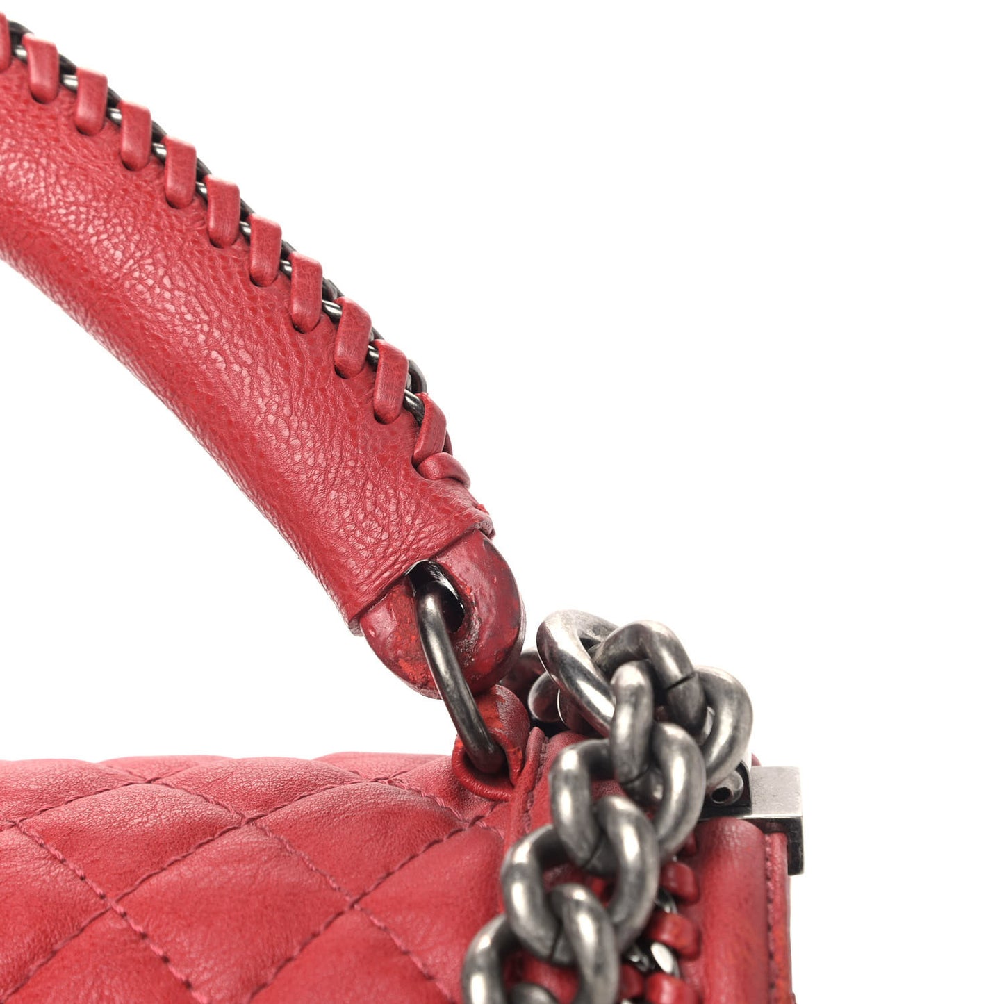 Calfskin Quilted New Medium Boy Top Handle Flap Red