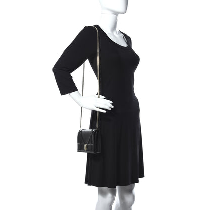 Christian Dior Grained Calfskin Diorama Wallet on Chain Pouch Black 2 of 14