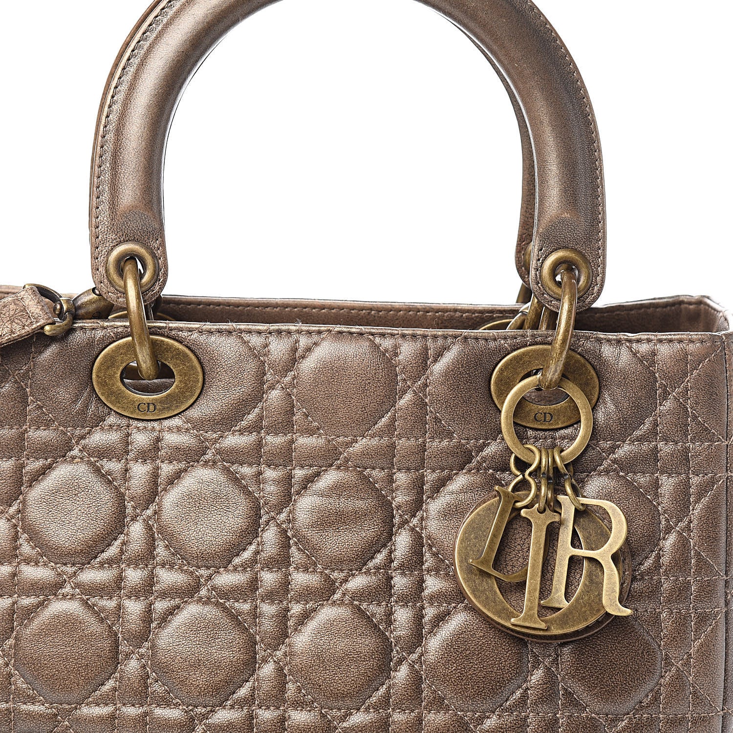 Christian Dior Metallic Lambskin Cannage Medium Lady Dior Bronze 10 of 10