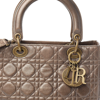 Christian Dior Metallic Lambskin Cannage Medium Lady Dior Bronze 10 of 10