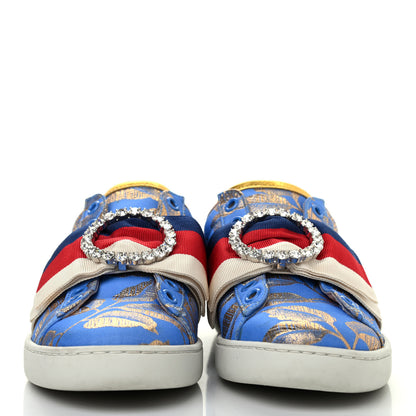 Gucci Lurex Jacquard Crystal Sylvie Web Branches Womens Ace Sneakers 35 Pervinca Gold 2 of 4