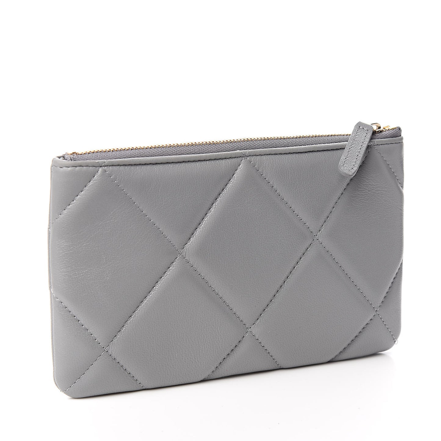 Goatskin Quilted 19 Cosmetic Case Grey