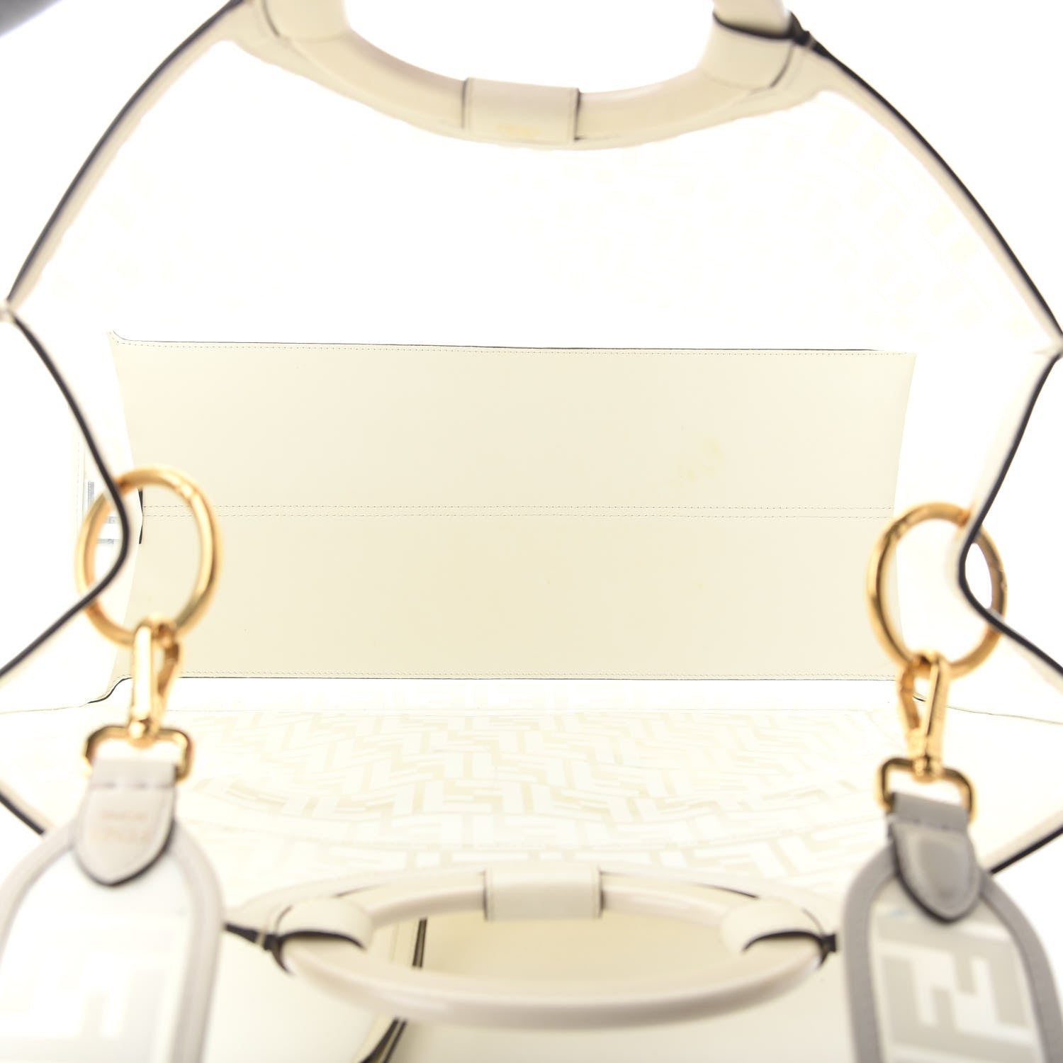 Fendi TPU FF Vitello Century Plexiglass Large Runaway Shopper Tote White 4 of 7