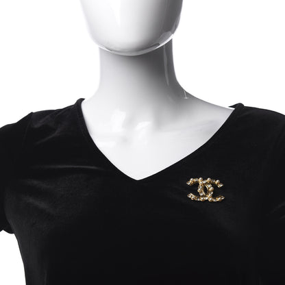 Chanel Pearl Crystal CC Brooch Gold 2 of 5