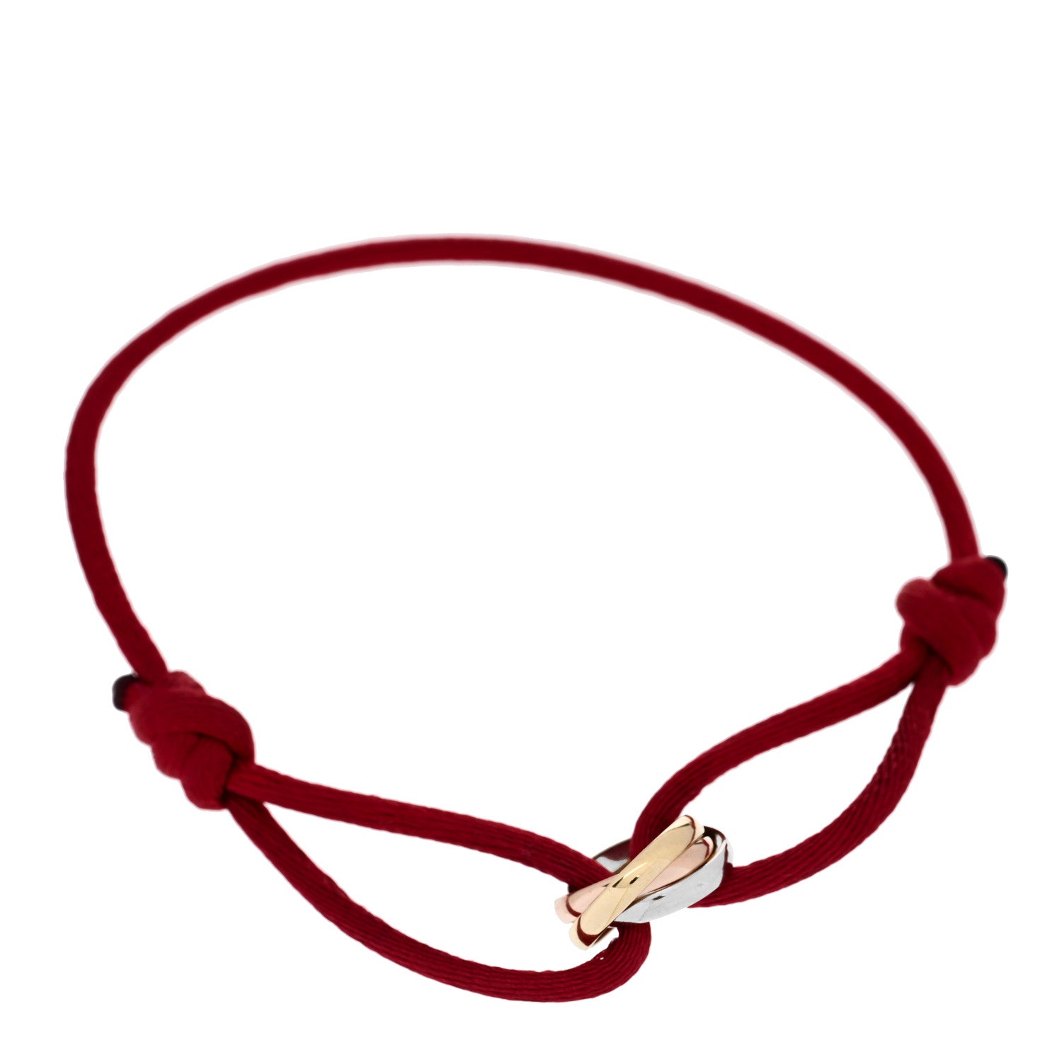 Cartier 18K Pink Yellow White Gold Trinity Cord Bracelet Red 1 of 6