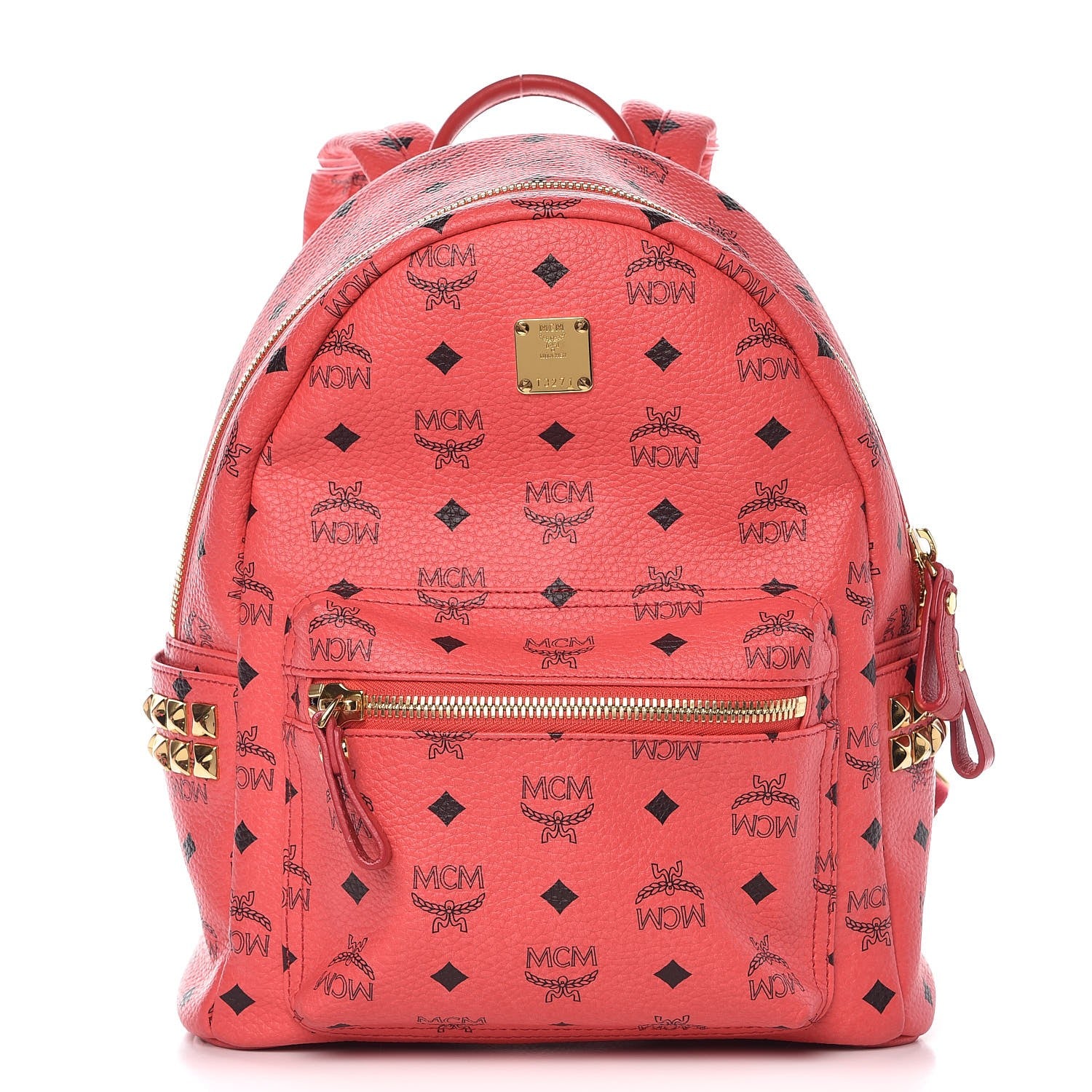 MCM Visetos Side Stud Small Stark Backpack Corail 1 of 11