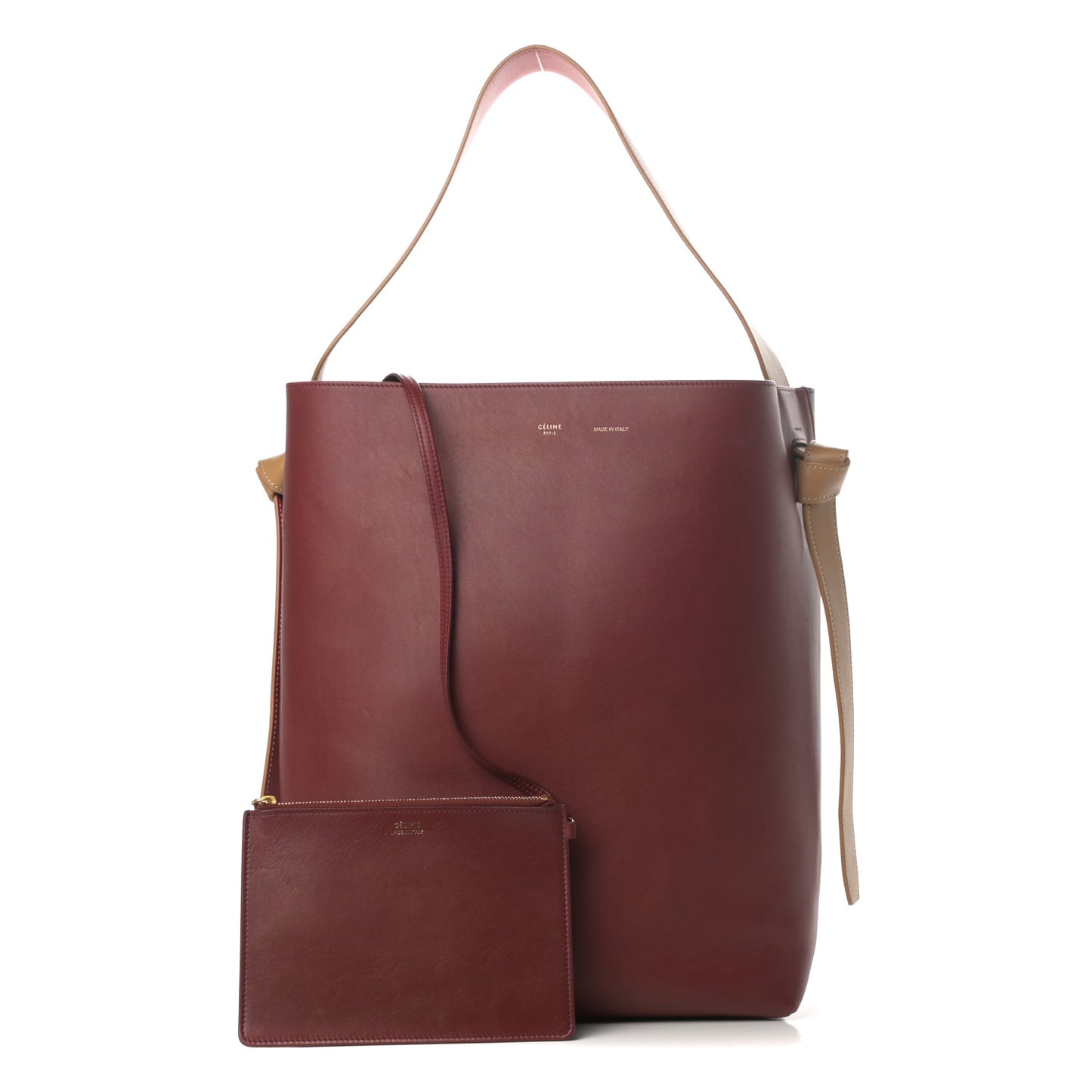 Shiny Smooth Calfskin Small Twisted Cabas Dark Ruby Navy