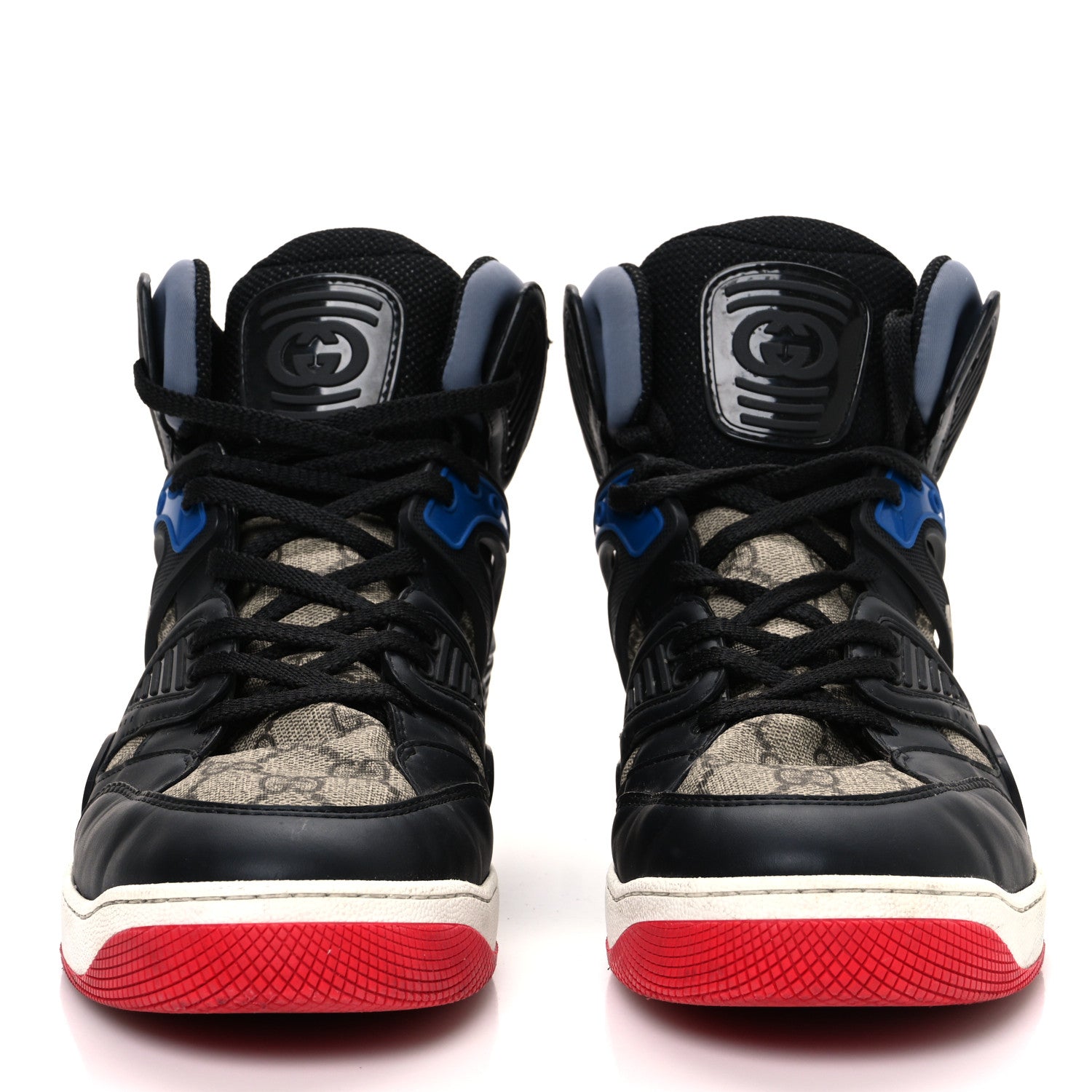 Gucci Demetra GG Supreme Monogram Mens Basket High Top Sneakers 10.5 Black Beige Ebony Grey 3 of 14