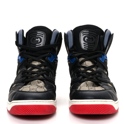 Gucci Demetra GG Supreme Monogram Mens Basket High Top Sneakers 10.5 Black Beige Ebony Grey 3 of 14