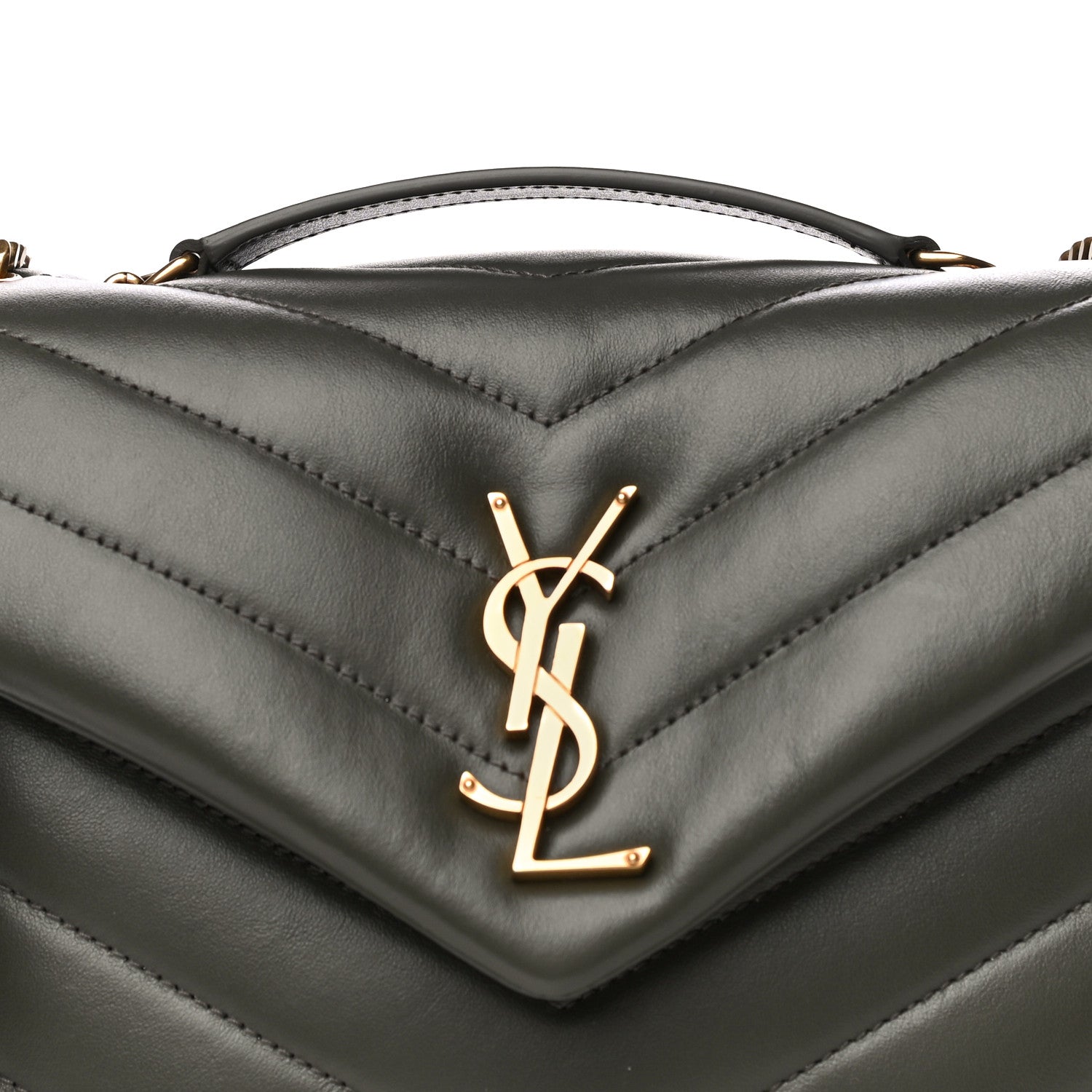 Saint Laurent Calfskin Y Quilted Monogram Small Loulou Chain Satchel Pebble 8 of 12