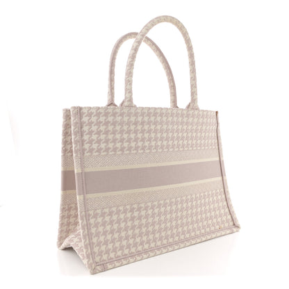 Christian Dior Canvas Macro Houndstooth Embroidered Book Tote Pink White 2 of 11