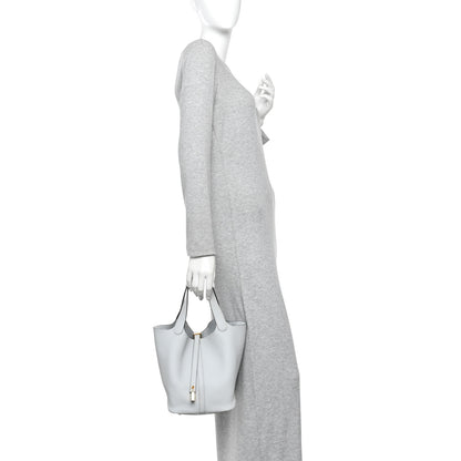 Hermes Taurillon Clemence Picotin Lock 22 MM Bleu Pale 2 of 11