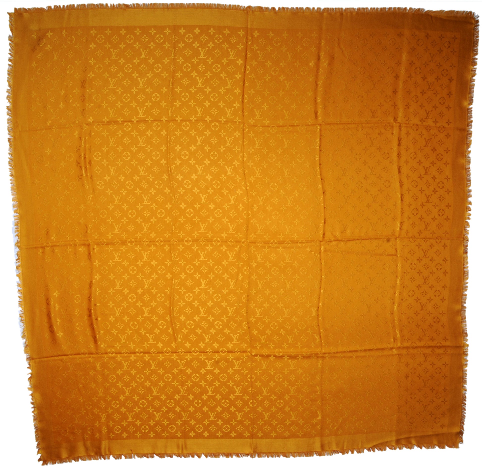 Louis Vuitton Wool Silk Monogram Shawl Safran 6 of 11