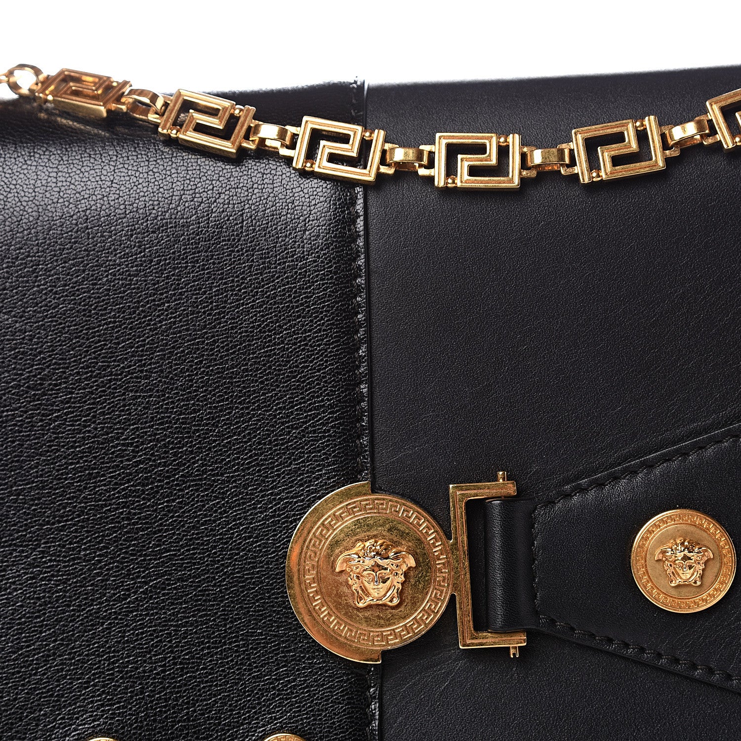 Versace Calfskin Goatskin Medallion Tribute Chain Shoulder Bag Black 11 of 11
