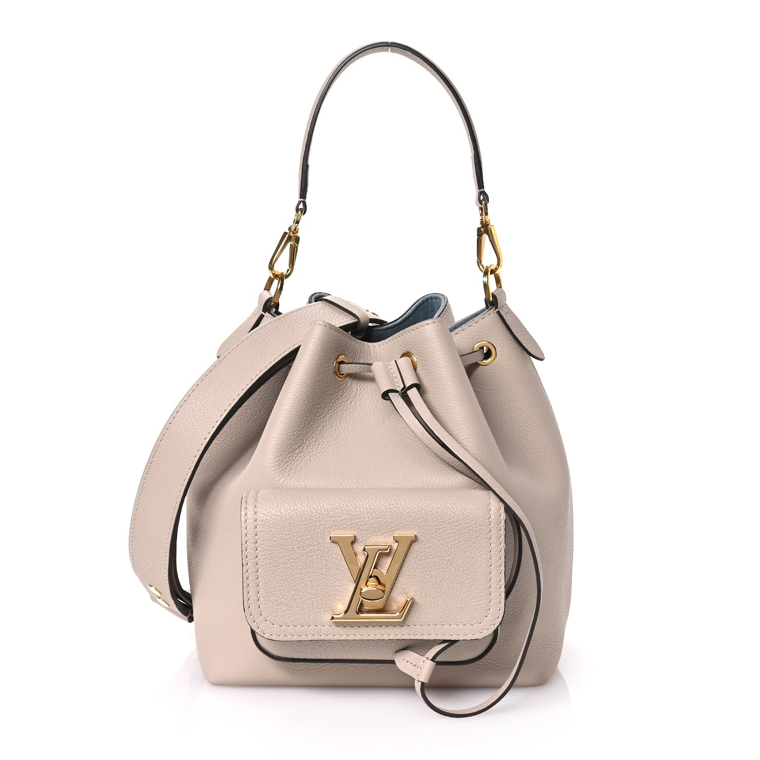 Louis Vuitton Calfskin Lockme Bucket MM Greige 1 of 10