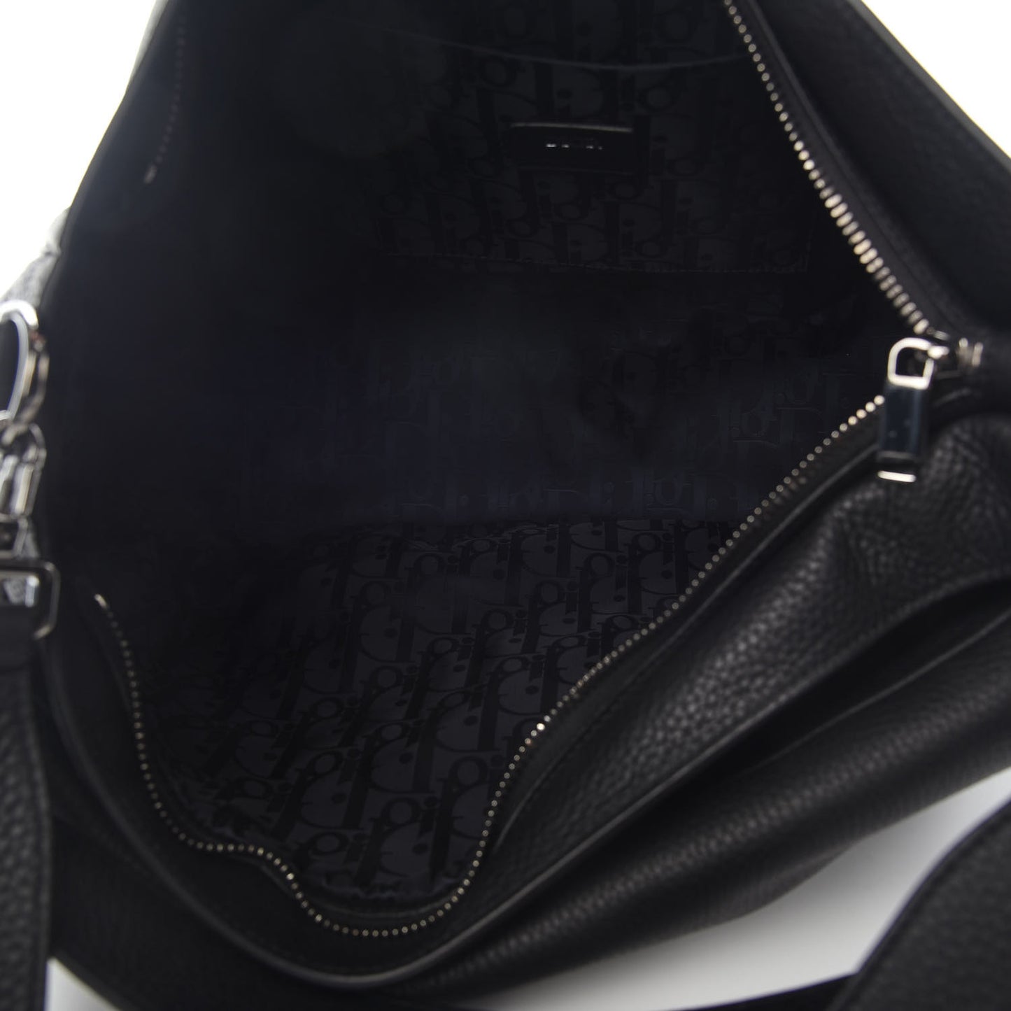 Grained Calfskin Saddle Soft Bag Black
