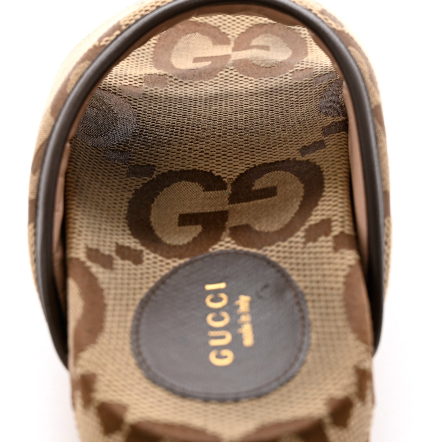 Monogram Jumbo GG Nappa Samoa Platform 40mm Slide Sandals 36 Camel Ebony New Acero