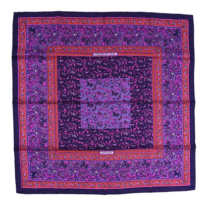 Hermes Silk Chasse en Inde Scarf 90 Violet Orange Rose Indien 1 of 4