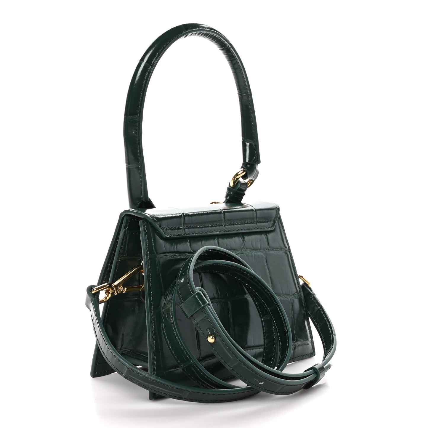 Calfskin Crocodile Embossed Le Chiquito Moyen Dark Green