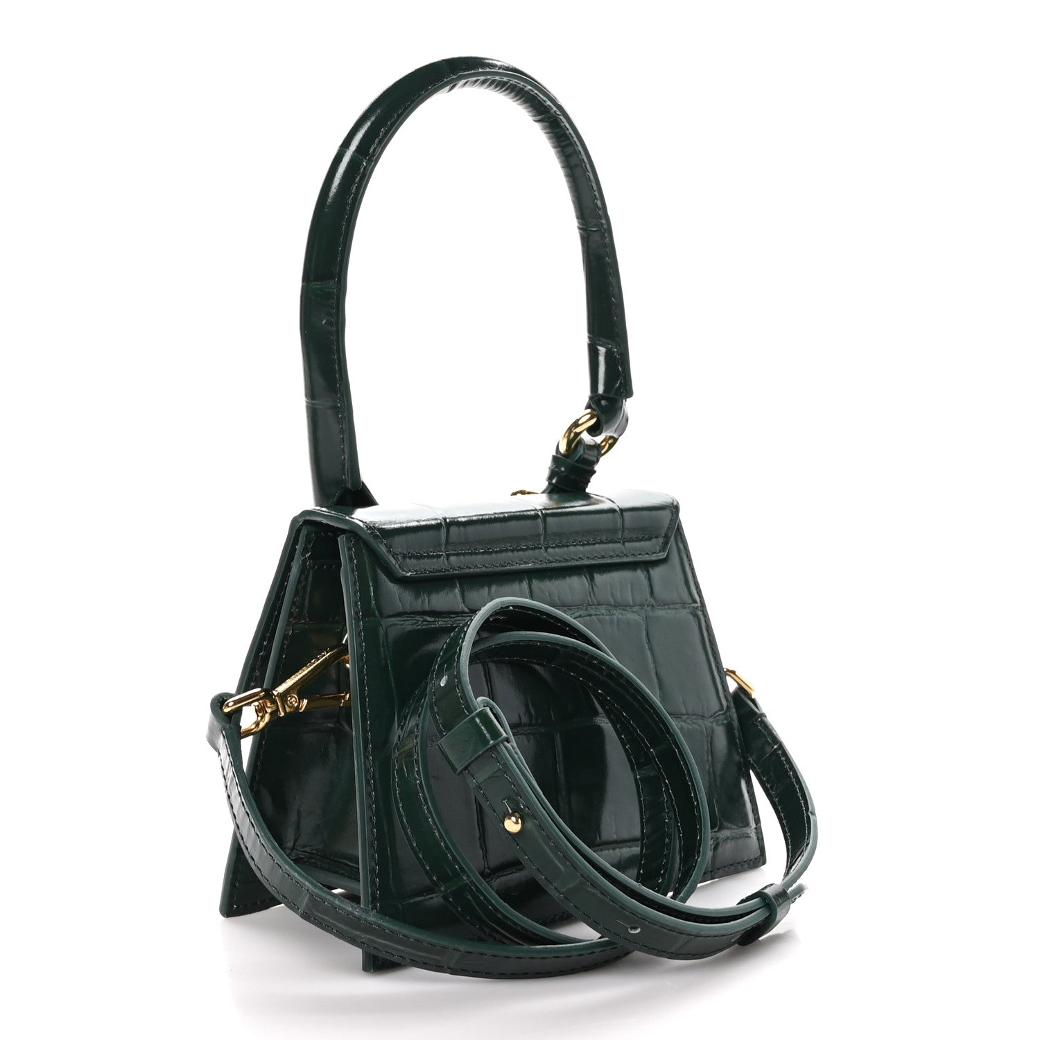 Jacquemus Calfskin Crocodile Embossed Le Chiquito Moyen Dark Green 3 of 9