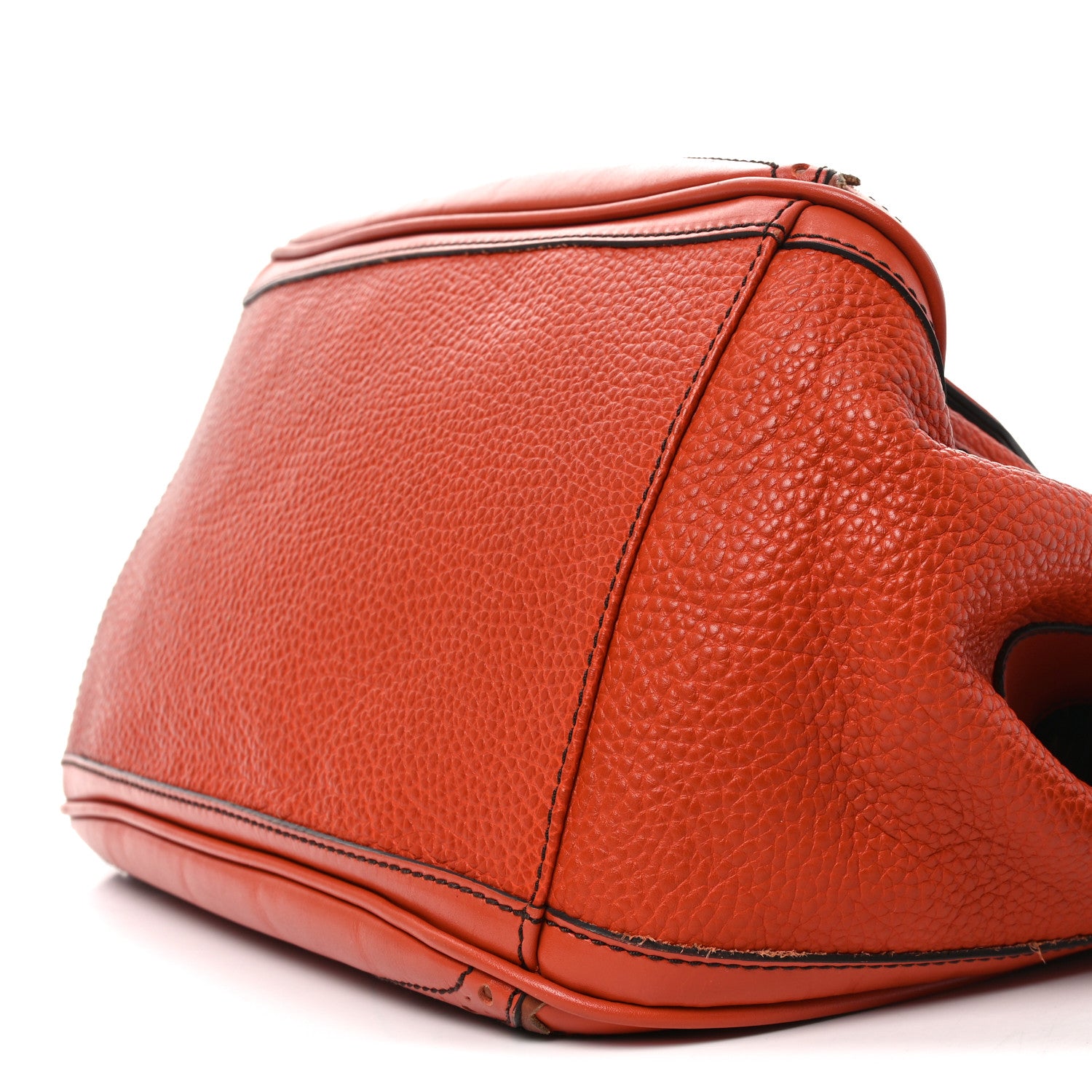 Burberry Grainy Calfskin Medium Dennet Brogue Tote Tangerine