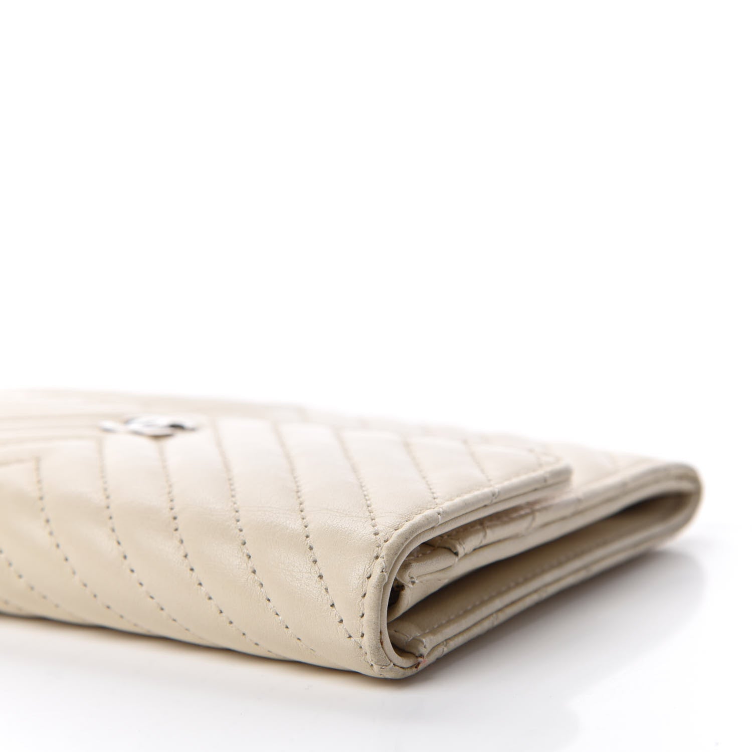 Chanel Calfskin Chevron Quilted Flap Wallet Light Beige 9 of 13