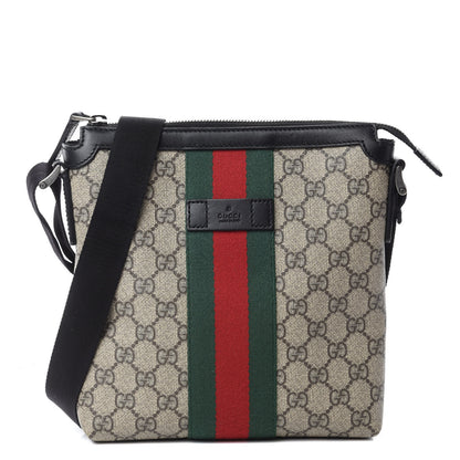 Gucci GG Supreme Monogram Web Messenger Bag Black 1 of 10