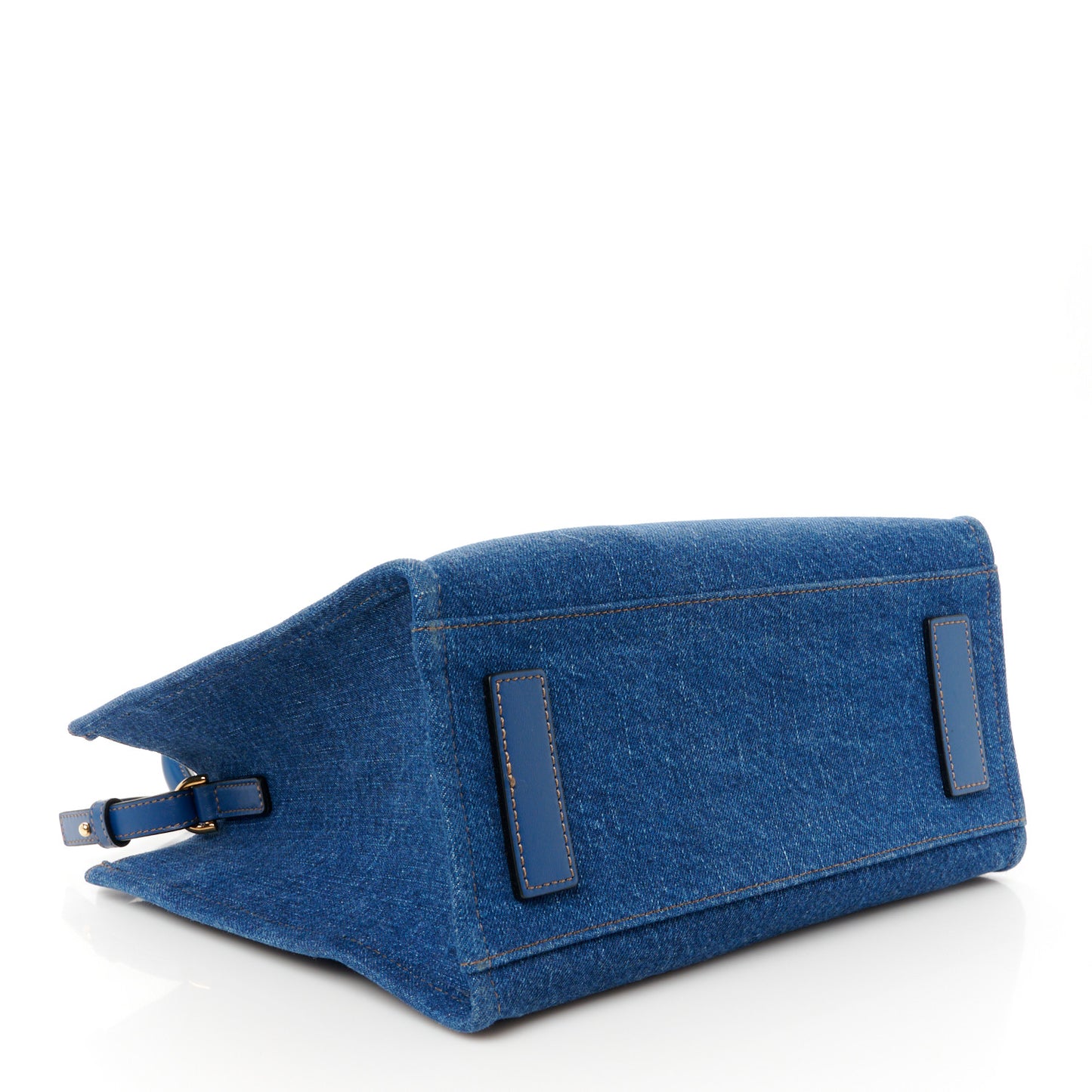 Denim Calfskin La Medusa Small Tote Bag Blue