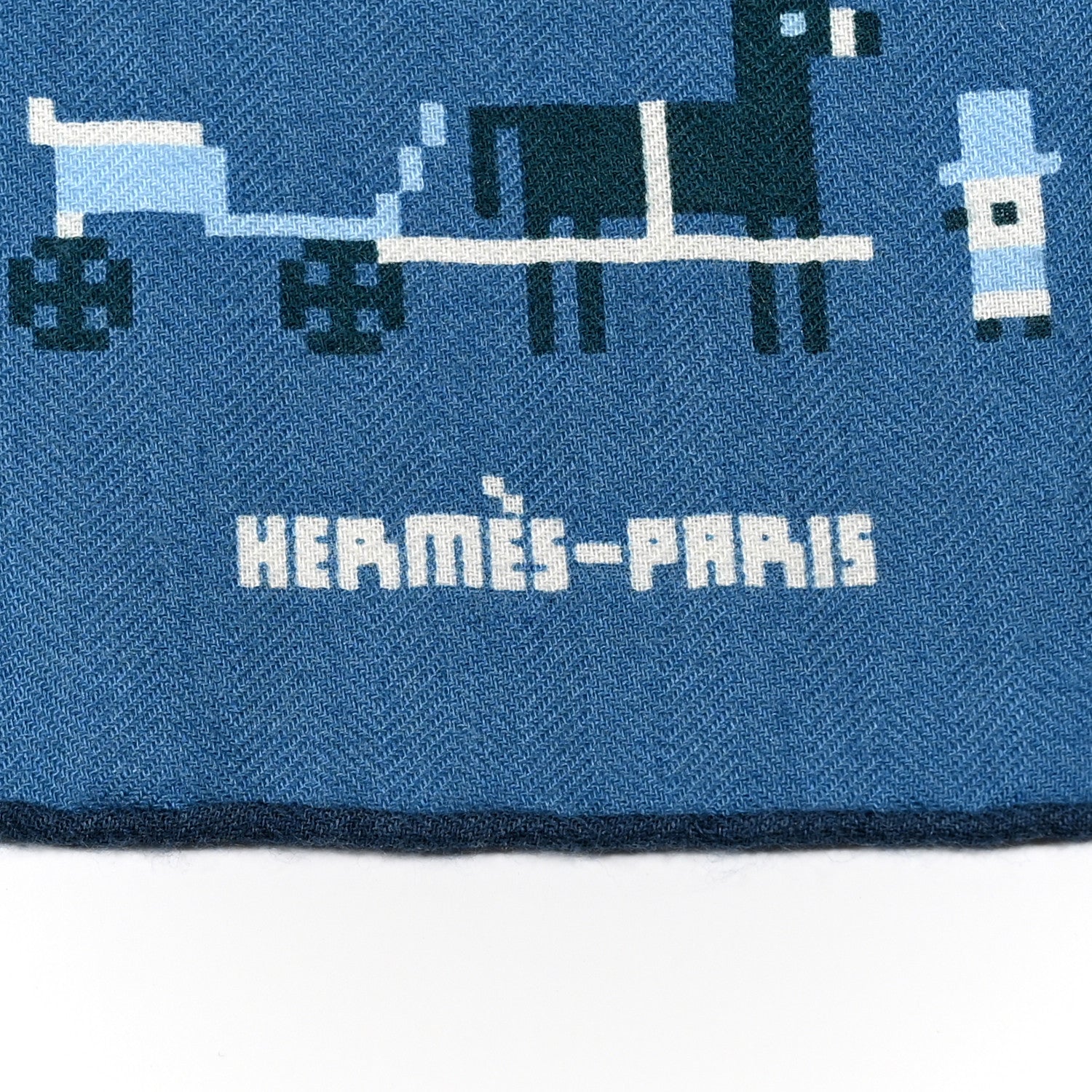 Hermes Cashmere Silk Faubourg Party Scarf 100 Ciel Marine White 2 of 5