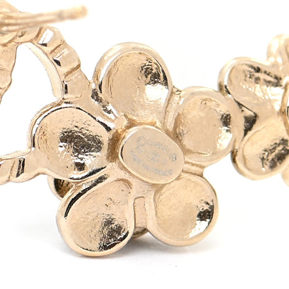Chanel Crystal Enamel Flower CC Earrings Gold White Black 5 of 6