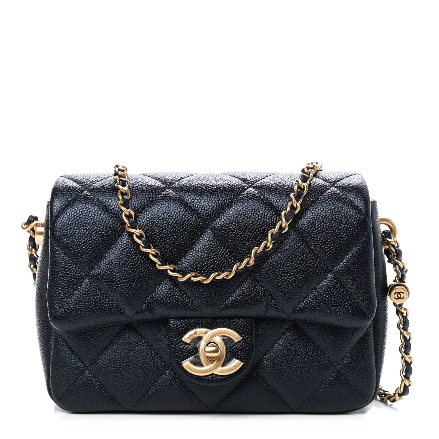 Iridescent Caviar Quilted Mini My Perfect Flap Black