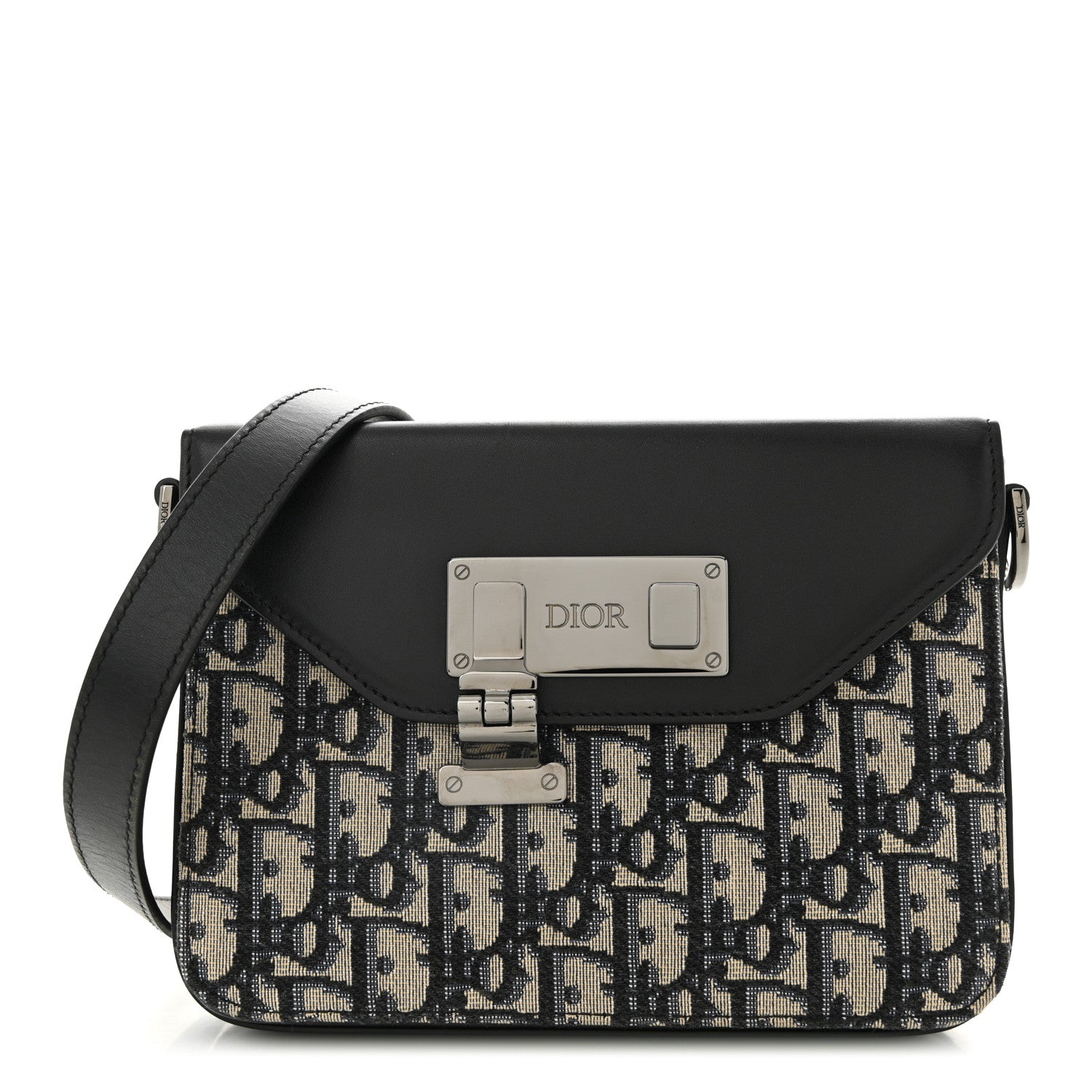 Christian Dior Oblique Smooth Calfskin Messenger Beige Black 1 of 11