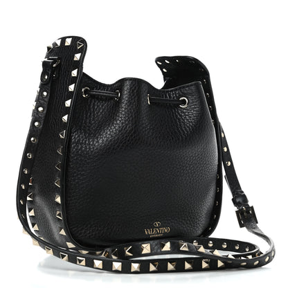 Valentino Garavani Grained Calfskin Rockstud Bucket Bag Black 2 of 4