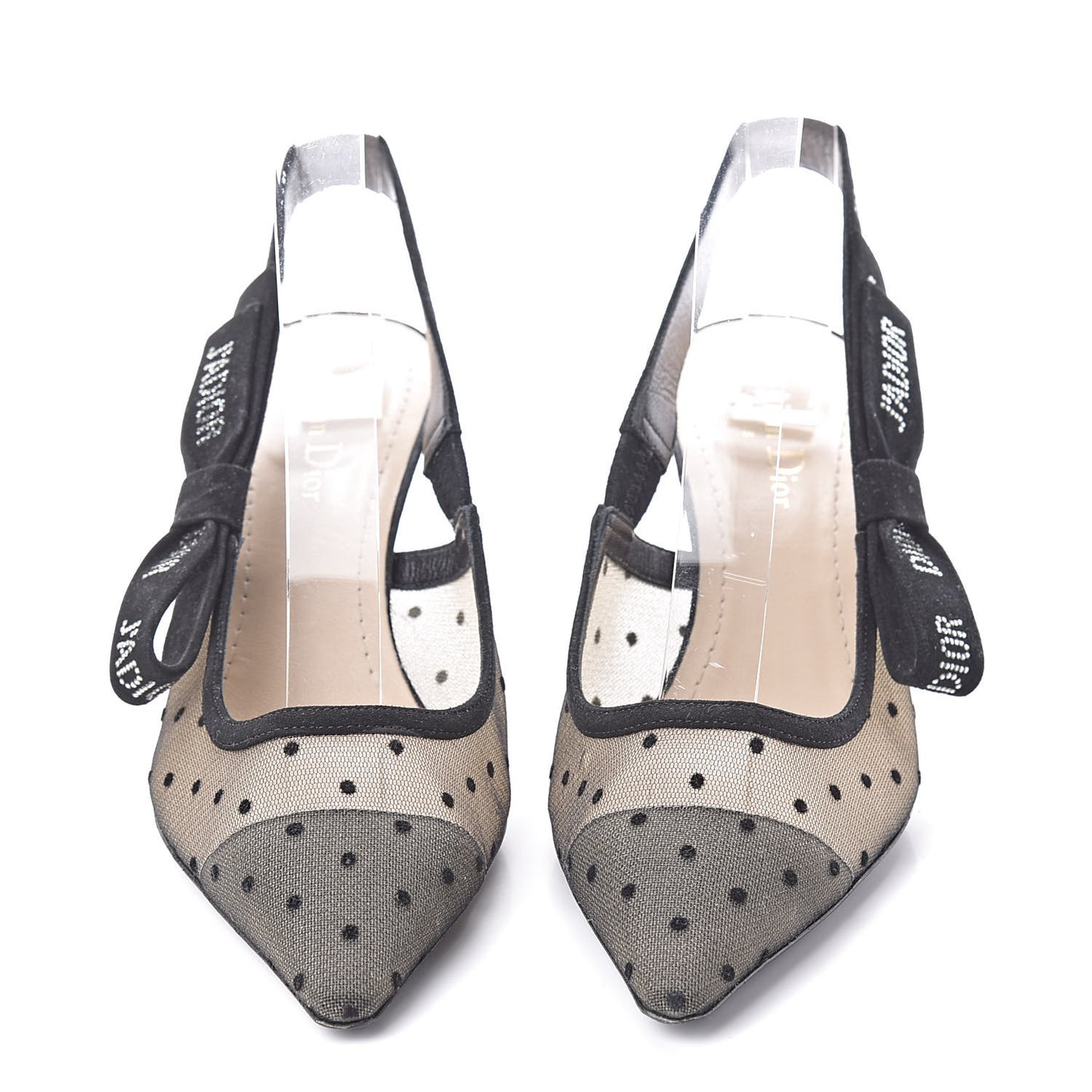 Mesh Plumetis Crystal Suede J'Adior Slingback 65mm Pumps 38 Nude Black