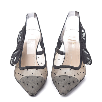 Christian Dior Mesh Plumetis Crystal Suede J'Adior Slingback 65mm Pumps 38 Nude Black 2 of 8